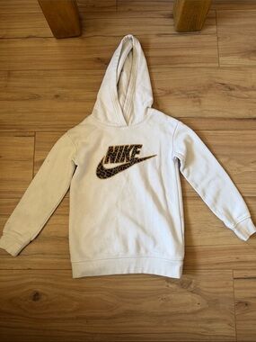 Nike Kids Cream Hoodie with Leopard Logo